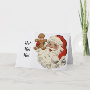 Santa With Gingerbread Man Christmas Card