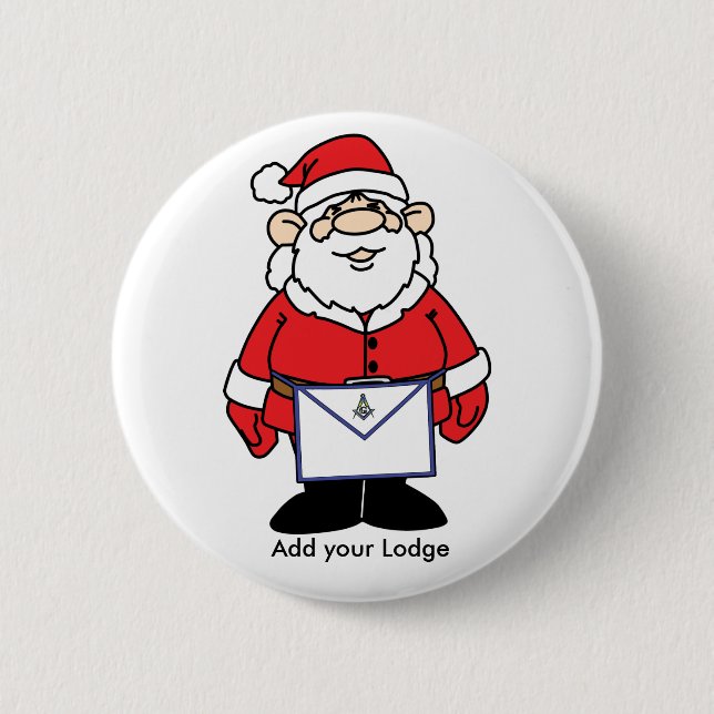 Santa with his Masonic Apron 6 Cm Round Badge (Front)