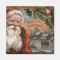 Santa with Holly, Village Scene