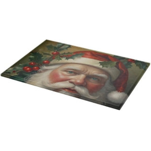 Santa With Mistletoe Cutting Board
