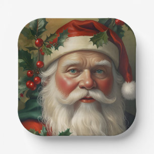 Santa With Mistletoe Paper Plate