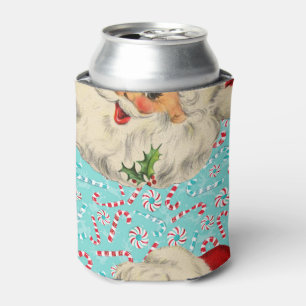 Santa with Peppermints Can Cooler