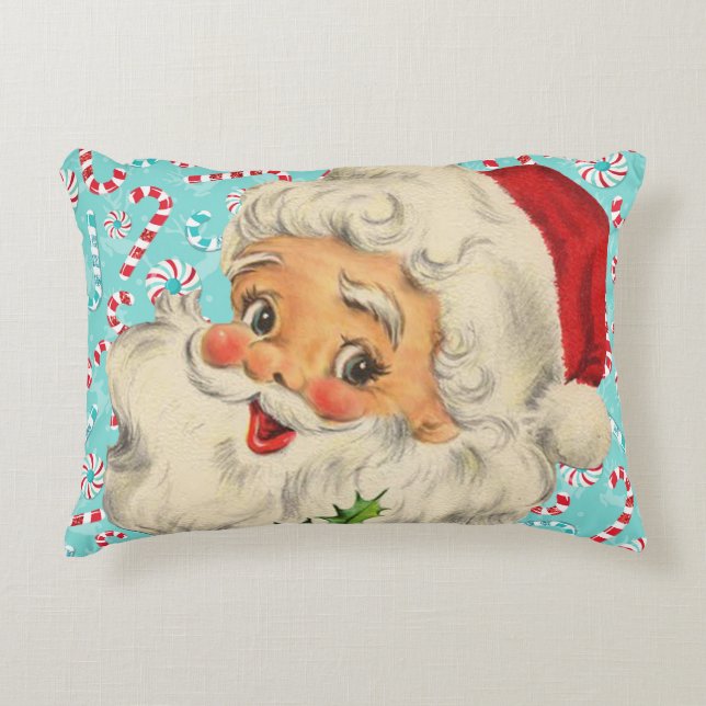 Santa with Peppermints Decorative Cushion (Front)