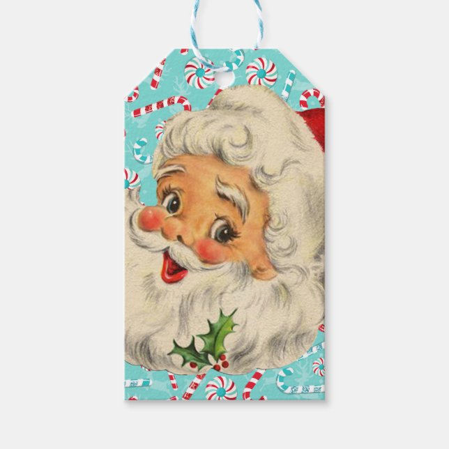 Santa with Peppermints Gift Tags (Front)