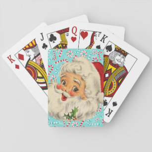 Santa with Peppermints Playing Cards