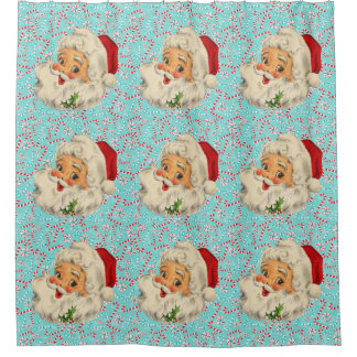 Santa with Peppermints Shower Curtain