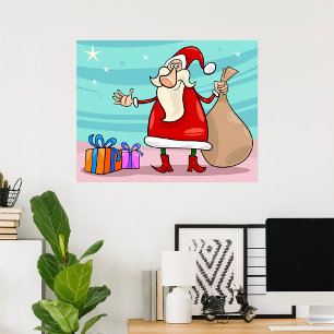 Santa With Presents And A Sack Poster