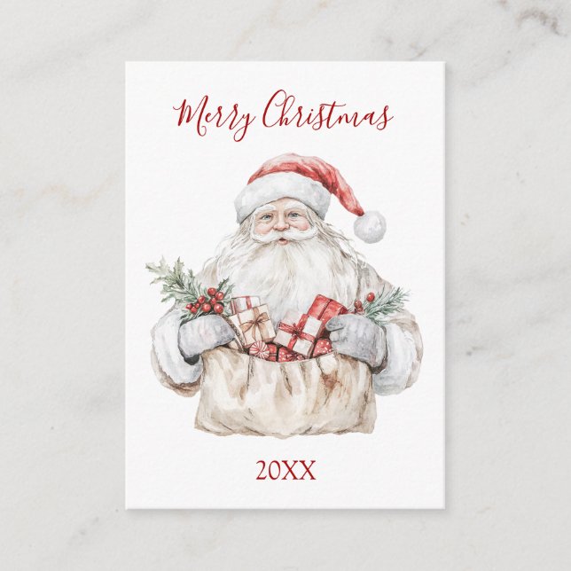 Santa with Presents Christmas Enclosure Card (Front)