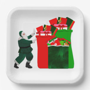 Santa With Presents Paper Plates