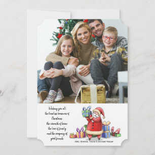 Santa With Presents Photo Holiday Card