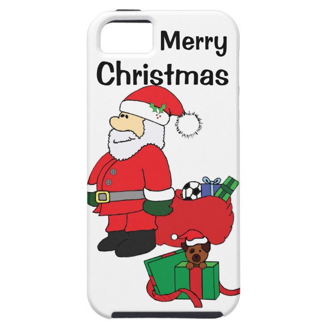 Santa with Puppy in Gift Box iphone case (Back)