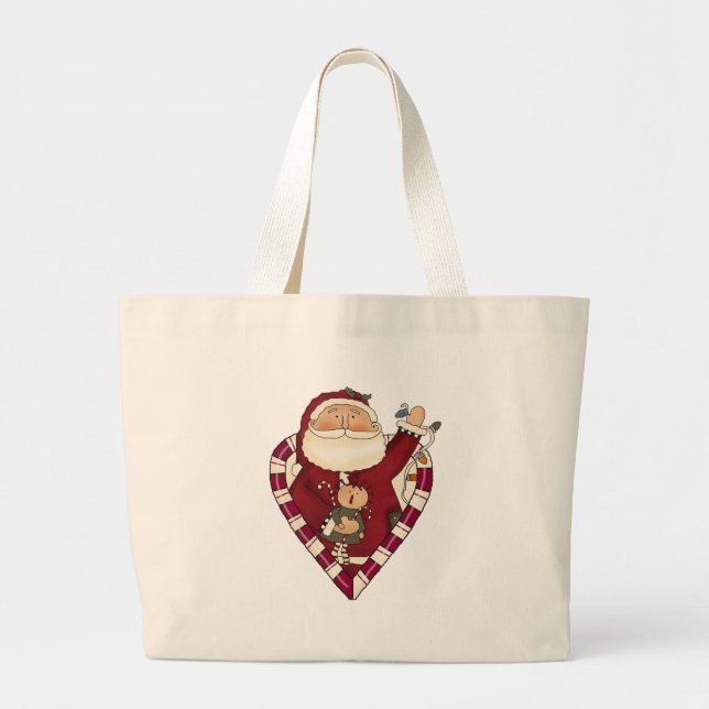 Santa With Ragdoll Tshirts and Gifts Large Tote Bag (Front)