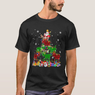 Santa With Reindeer Elf Goats As Xmas Tree Farmer  T-Shirt