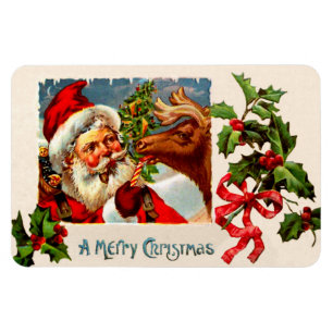 Santa with Reindeer Magnet