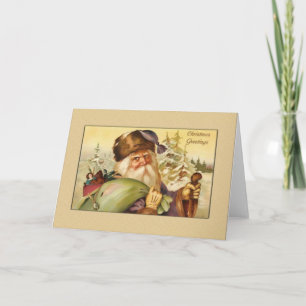 Santa with Sack Greetings Holiday Card