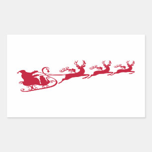 Santa with sleigh and reindeer, Christmas design Rectangular Sticker
