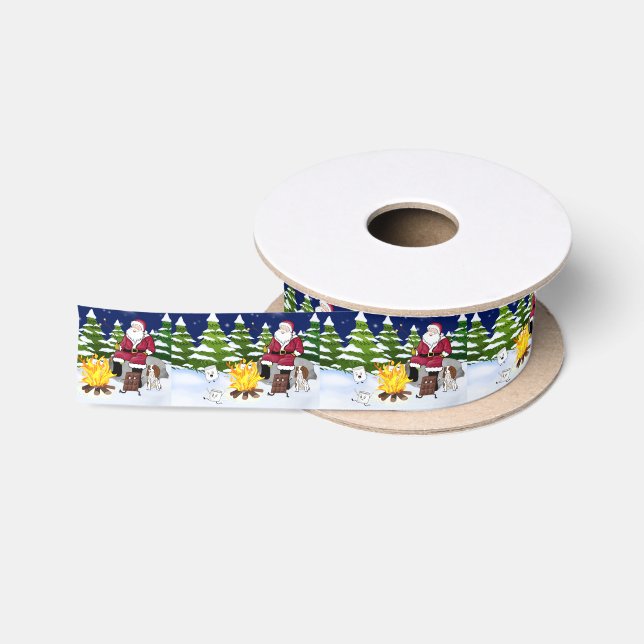 Santa With S'mores And Cavalier King Charles Satin Ribbon (Spool)