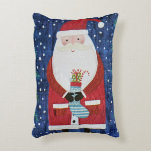 Santa with Stocking Decorative Cushion