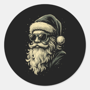 Santa With Sungles Christmas Xmas For Men Boys Classic Round Sticker