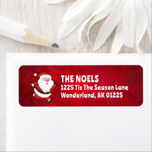 Santa with Toys Deep Red Return Address