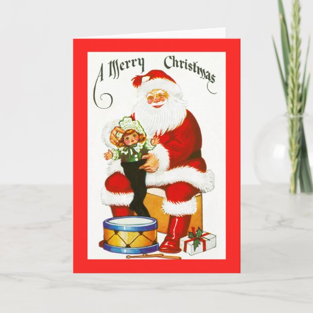 Santa with toys holiday card (Front)