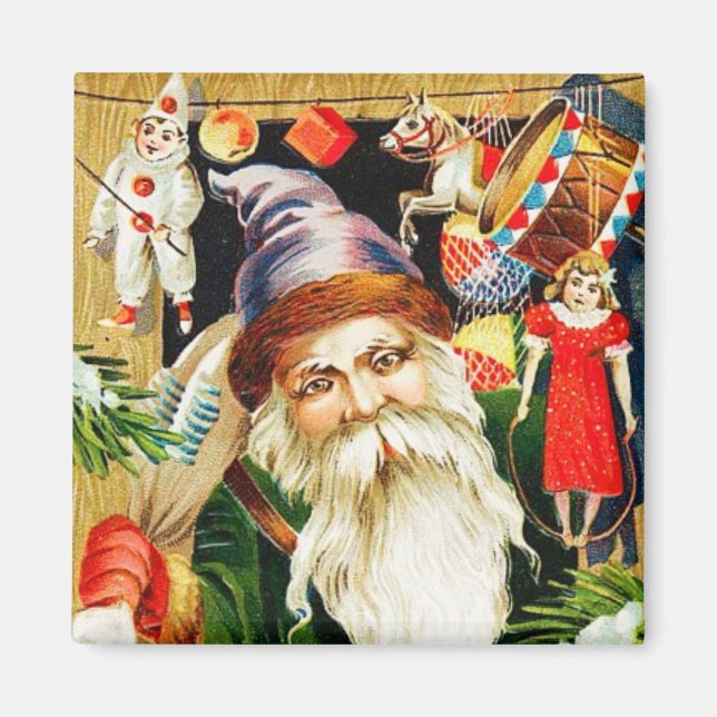 Santa With Toys Vintage Magnet (Front)