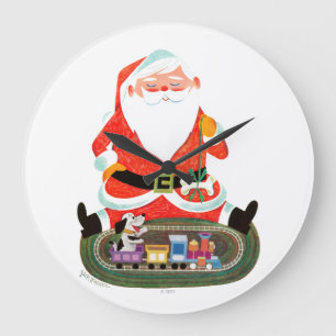 Santa with Train Large Clock