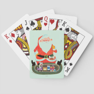 Santa with Train Playing Cards