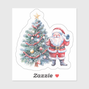 Santa With Tree in Snowy Scene