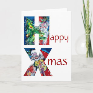 SANTA WITH VIOLIN MONOGRAM HOLIDAY CARD