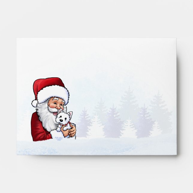 Santa With Westies Christmas  Envelope (Front)