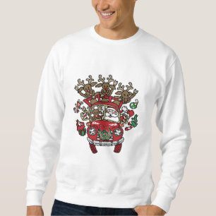 Santa Woody and His Reindeer Christmas Cartoon Sweatshirt