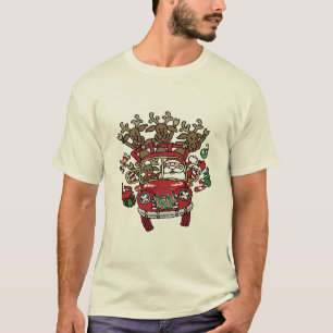 Santa Woody and His Reindeer Christmas Cartoon T-Shirt