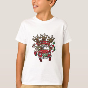 Santa Woody and His Reindeer Christmas Cartoon T-Shirt