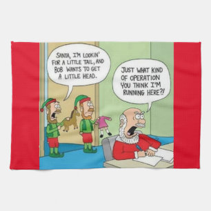 Santa Workshop Operation Tea Towel