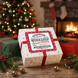 Santa Workshop Special Delivery Christmas Dotted Square Sticker