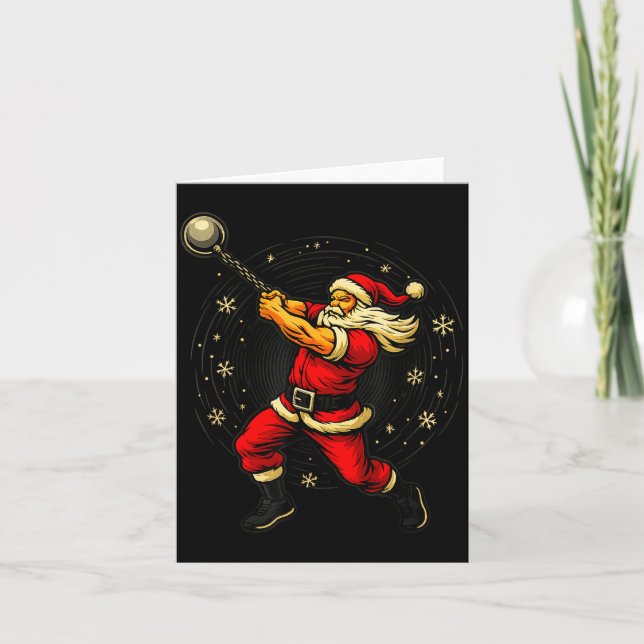 Santa Wrecking Ball Christmas Gym Fitness Humor  Card (Front)