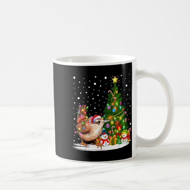 Santa Wren Bird Xmas Tree Lighting Wren Christmas  Coffee Mug (Right)