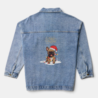 Santa Xmas Frenchie Merry Christmas French Bulldog Denim Jacket