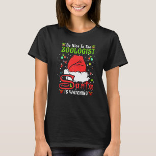 Santa Xmas Pajamas Be Nice To The Zoologist Christ T-Shirt
