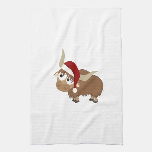 Santa Yak Tea Towel (Vertical)