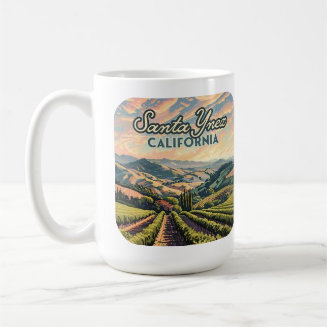 Santa Ynez California Vineyard Winery Retro Coffee Mug (Left)