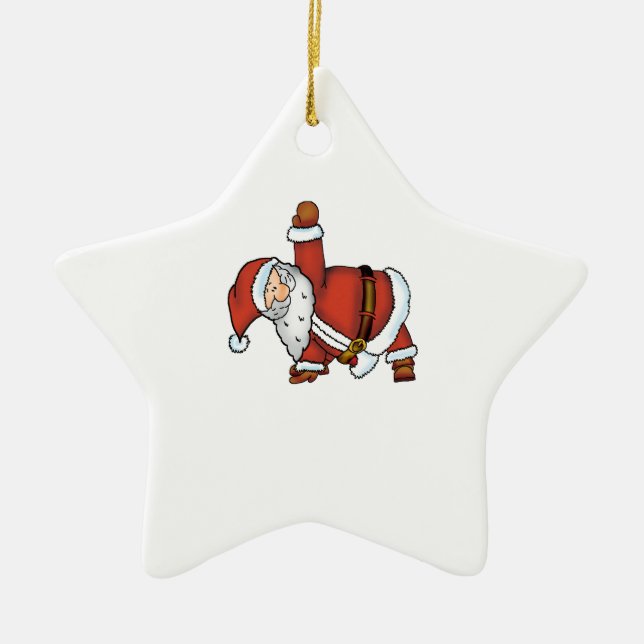 Santa Yoga - Christmas Design with a Yoga Santa Ceramic Tree Decoration (Front)
