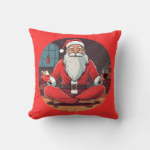 Santa Yoga Throw Pillow