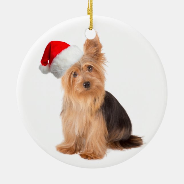 Santa Yorkie Ornament (Back)