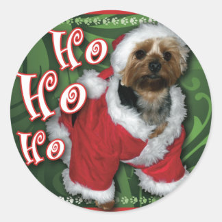 Santa Yorkie Round Sticker