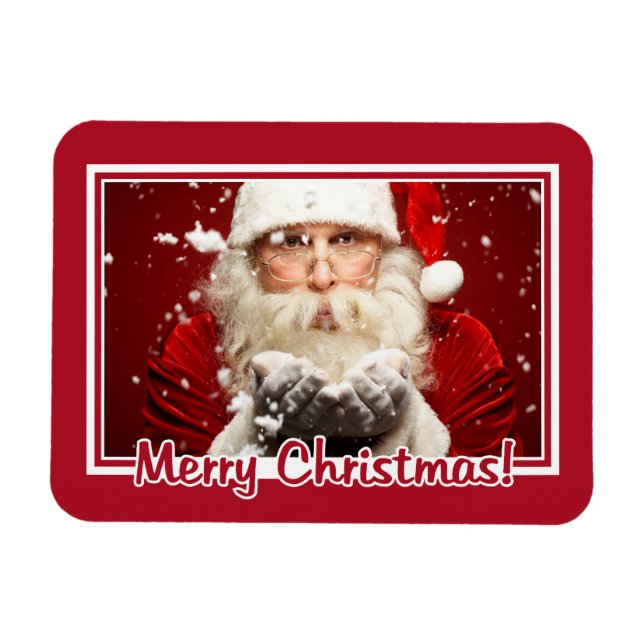 Santa / YOUR PHOTO custom Christmas magnet (Horizontal)