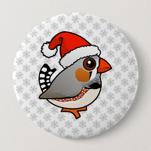 Santa Zebra Finch 10 Cm Round Badge