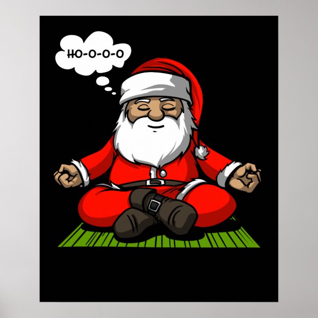 Santa Zen Yoga Meditation Christmas Poster (Front)