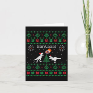 Santaaa Dinosaur Ugly Christmas Sweater  Card